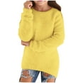 thumbnail image 1 of Gubotare Girls Sweaters 2025 Fall Fashion Casual Lightweight Long Sleeve Cozy Pullovers Loose Fluffy Fuzzy Jumper Sweater Size 5T 6T (Yellow,5-6 Years), 1 of 5