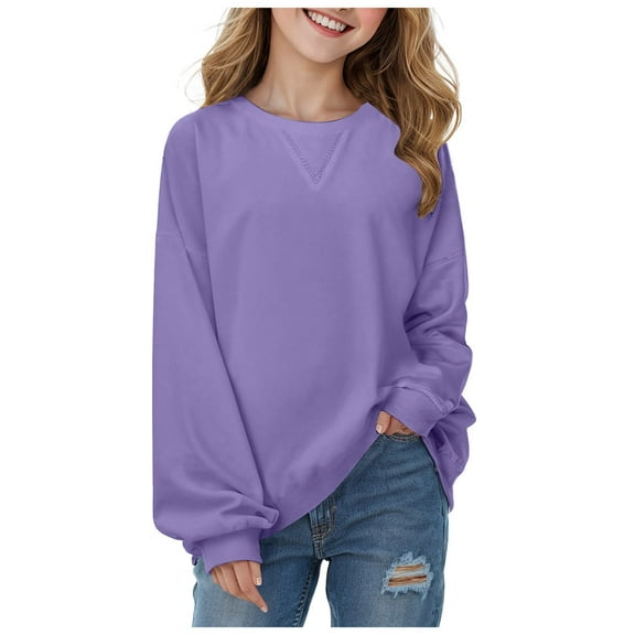Gubotare Girls Sweatshirt Kids Sweatshirts Girls Trendy Crewneck Sweatshirt For Girls, Toddler Pullover Sweatshirt Girls Size 5T 6T (Purple,5-6 Years)