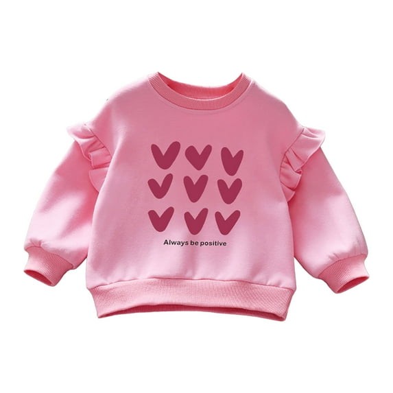 Gubotare Girls Sweatshirt Long Sleeve Girls Crewneck Sweatshirts Graphic Pullover Tops Kids Cute Long Sleeve Shirt Size 7-8 (Pink,7-8 Years)