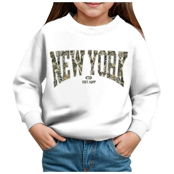 Gubotare Girls Sweatshirt Sweatshirts For Teen Girls without Hood Long Sleeve Pullover Tops Size 6 (White,6 Years)