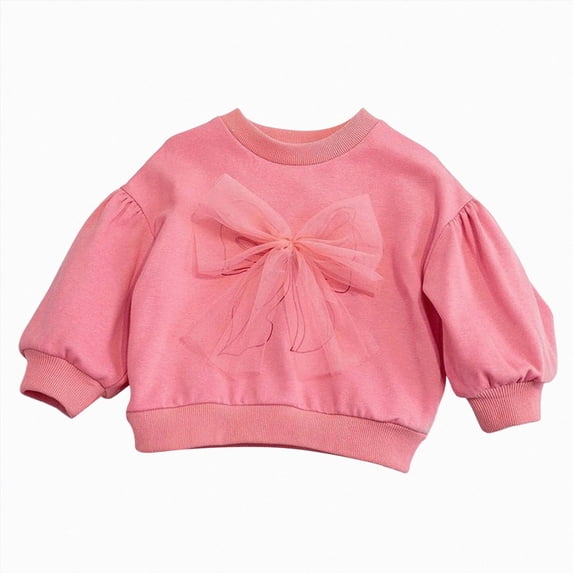 Gubotare Girls Sweatshirts for School Little Girls Sweatshirts Long Sleeve Crewneck Pullover Toddler Kids Winter Warm Shirt Sweater Tops 5T 6T (Pink,5-6 Years)
