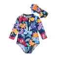 thumbnail image 1 of Gubotare Girls Swimsuits Rashguard Girls Swimsuits One Piece Rash Guard Bathing Suit Long Sleeve Swimwear UPF 50+ Sun Protection with Zipper Size 6-9 Months (Blue,6-9 Months), 1 of 3