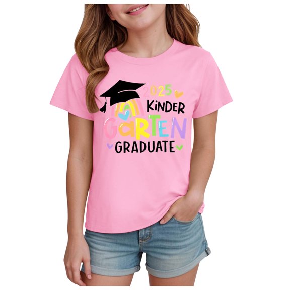 Gubotare Girls T Shirt Girl T Shirts Short Sleeve Graphic Tees Casual Summer Tops Shirts (Pink,Size 3-4 Years)