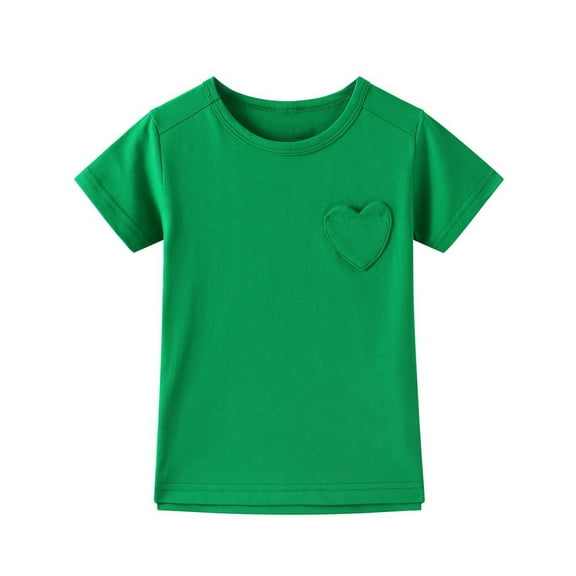 Gubotare Girls T Shirts Trendy Cute Girls Casual Cute Tops Short Sleeve Loose Soft Blouse T-Shirt Size 10T 11T (Green,10-11 Years)