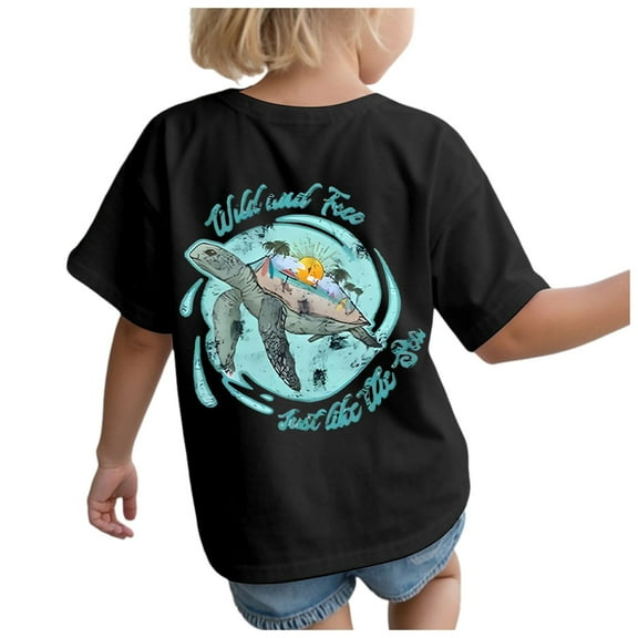 Gubotare Girls T Shirts Trendy Cute Stylish Tropical Crop Top for Little & Big Girls Cool Summer T Shirt Clothes (Black,Size 2-3 Years)