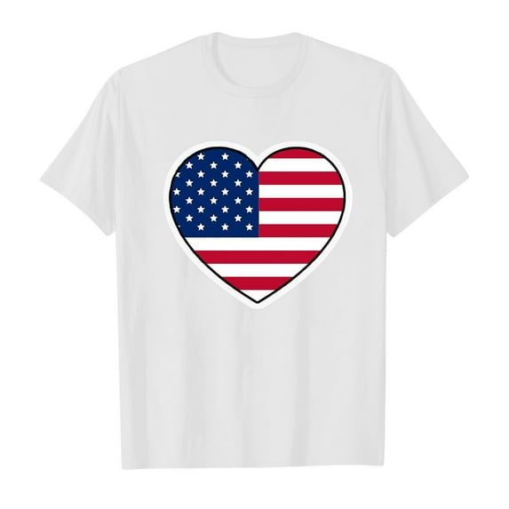 Gubotare Girls Tees Girls July 4th Crop Tops Patriotic Shirt Short Sleeve Tshirts for Girl 8T 9T,White 8-9 Years