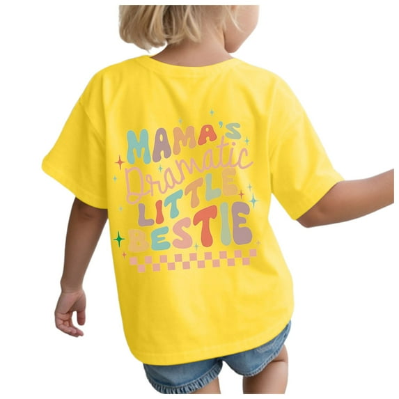 Gubotare Girls Tennis Tops Girl's Crop Top Graphic Tee Summer Round Neck Short Sleeve Pattern T Shirts (Yellow,Size 5-6 Years)