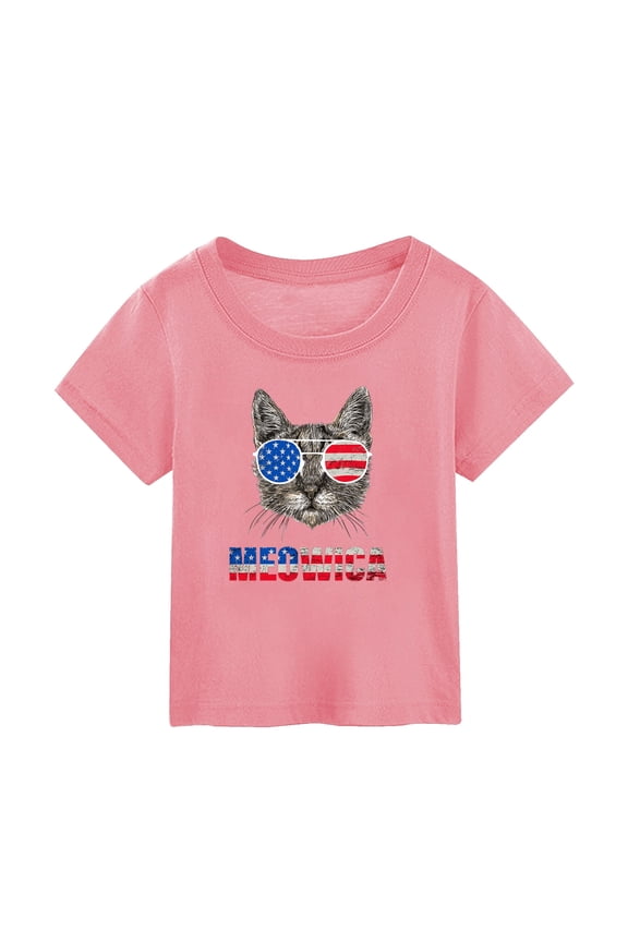 Girls Tops Tees Boys American Flag Shirt 4th of July Shirt for Kids Boys USA Flag Shirt Toddler Boys Patriotic Shirt Baby Top T-Shirt 7T 8T,Pink 7-8 Years
