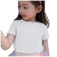 thumbnail image 1 of Gubotare Girls Tops Tees Girls' Casual Short Sleeve T Shirts Kids' Loose Soft Tops Size 3T 4T (White,3-4 Years), 1 of 4