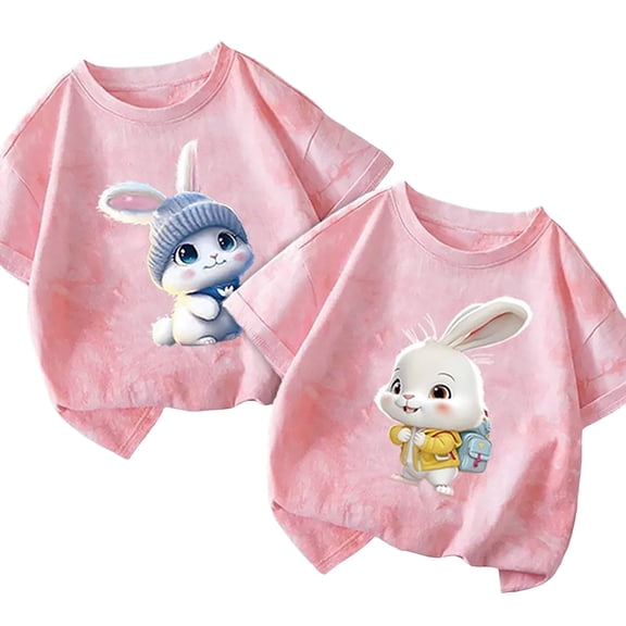 Gubotare Girls Tops Tees Girls' Cute Short Sleeve Tops Casual Loose T Shirts Kids' Summer Soft Blouses (K,Size 10-11 Years)