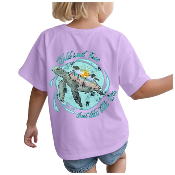 Gubotare Girls Tops Tees Girls' and Toddler School Days Short Sleeve Graphic T Shirts (Light Purple,Size 2-3 Years)