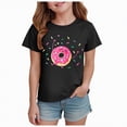 thumbnail image 1 of Gubotare Girls Tops Trendy Cute Teen Girls T Shirts Ruffle Short Sleeve Summer Pleated Crewneck Casual Tops Tees Blouses Size 9-10 (Black,9-10 Years), 1 of 4
