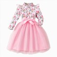 thumbnail image 1 of Gubotare Girls Wedding Guest Dress Floral Princess Toddler Girls Long Sleeve Ruffle Tulle Birthday Party Dress 5T 6T (Pink,5-6 Years), 1 of 7