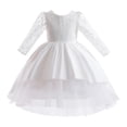 thumbnail image 1 of Gubotare Girls Tutu Dress Girls Dress Summer Long Sleeve Mesh A Line Casual Party Dresses with Pockets (White,Size 7-8 Years), 1 of 9