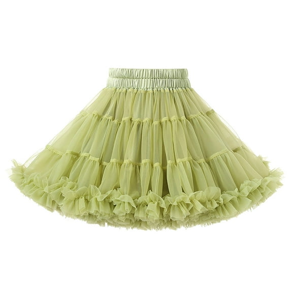 Gubotare Girls Tutu Skirts Girls Sparkle Fashion Skirts Layers Ruffle Sequin Tutu Dance Skirt for Kids,Light Green 4-5 Years