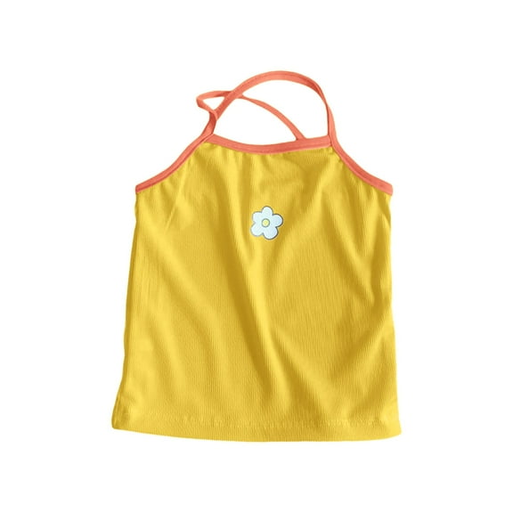Gubotare Girls Undershirts or Cami Girls Ruffled Square Collar Tank Top Summer Cute Sleeveless Shirts Casual Tee Blouses 2T 3T (Yellow,2-3 Years)