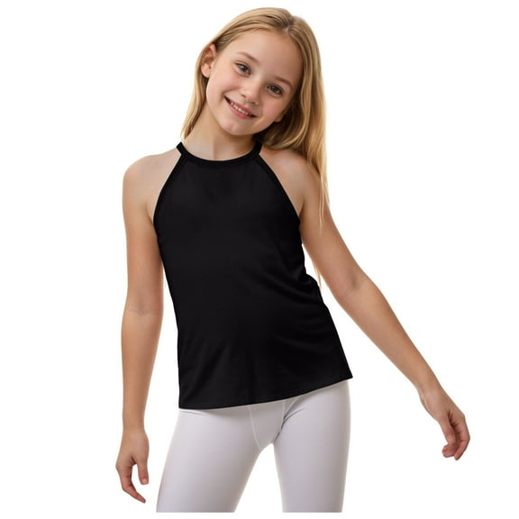 Gubotare Girls Undershirts or Cami Girls' Thin Cotton Strap Tank Floral Print for Cute Summer Style Size 7-8 (Black,7-8 Years)