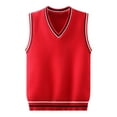thumbnail image 1 of Gubotare Girls Vest Boys Sweater Vest Cable Knit V-Neck Knitted Uniform Toddler Kids Girls Clothes Dress Vests Size 5-7 (Red,5-7 Years), 1 of 4