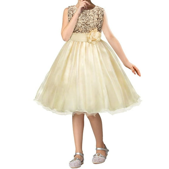 Gubotare Girls Wedding Guest Dress Dress for Girls Cute Girls Ruffle Sleeve Princess Party Outfit Clothes 5T 6T (Rose Gold,5-6 Years)