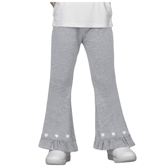Gubotare Girls Wide Leg Sweatpants Long Girl's Sweatpants Wide Leg High Waisted Baggy Track Pants Size 6-7 (Grey,6-7 Years)
