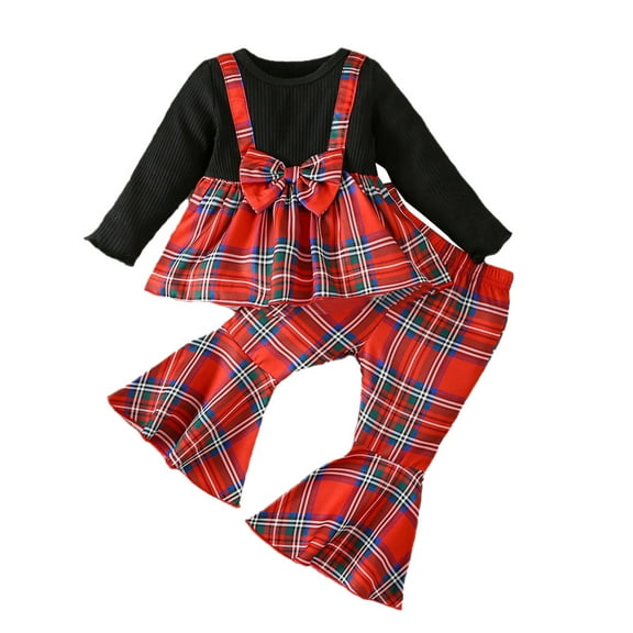 Gubotare Girls Winter Clothes Baby Girl Clothes Long Sleeve Romper Bodysuit and Pants Outfit Set (Red,6-9 Months)