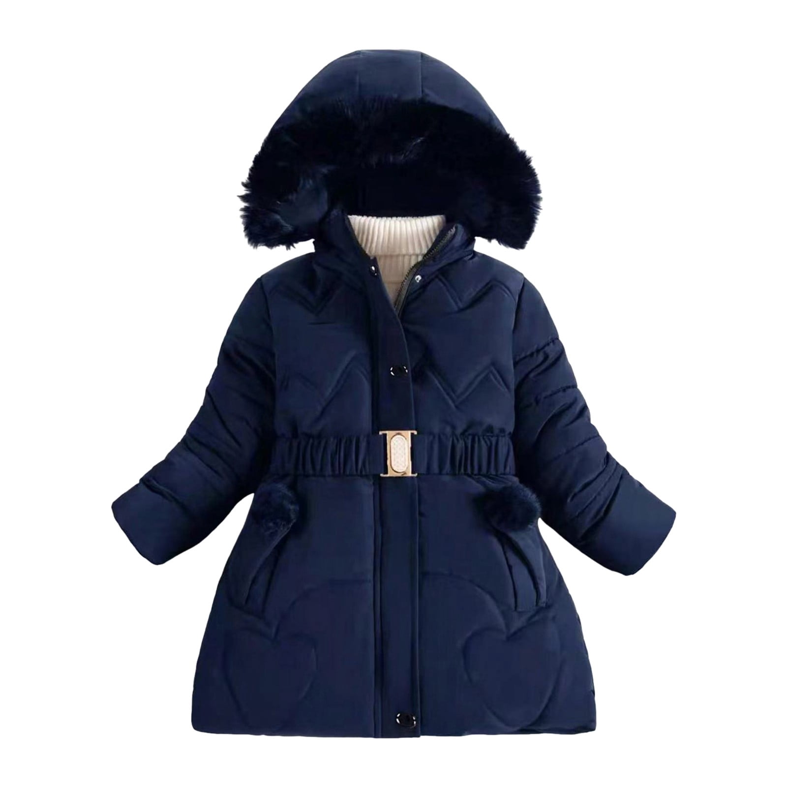 Gubotare Girls Winter Jackets Girls Winter Coat Packable Lightweight Hooded Puffer Jacket Size 6-7 (Navy,6-7 Years)