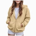 thumbnail image 1 of Gubotare Girls Zip Up Hoodies Teen Hooded Sweatshirts Fleece Jackets Kids Fall Fashion Outfits Winter Clothes (Yellow, 5-6 Years), 1 of 4