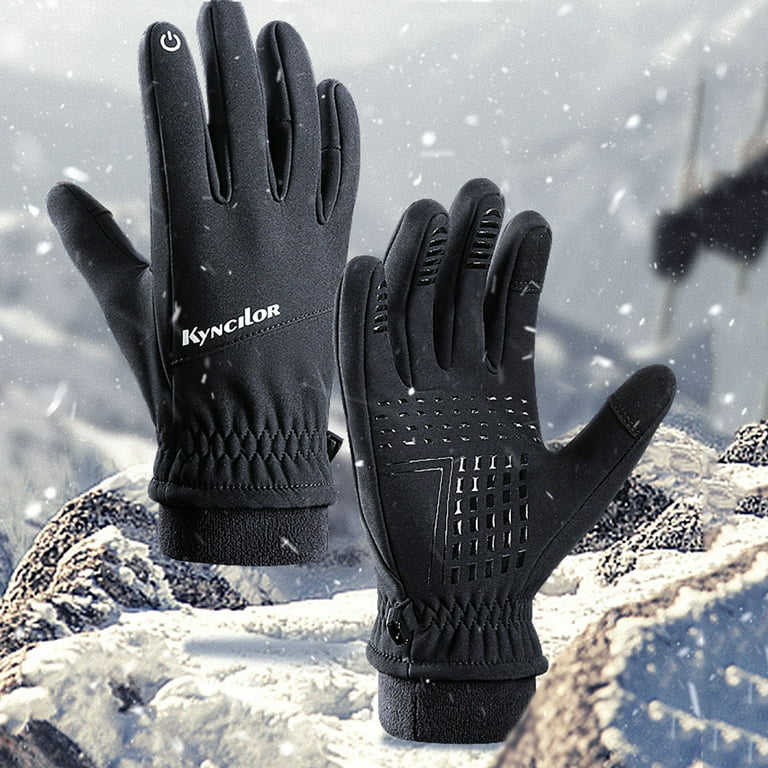 Gubotare Gloves For Men Touch Screen Gloves Snow Flower, Warm Knit Winter  Gloves Christmas Gifts Stocking Stuffers for Women,Black Small