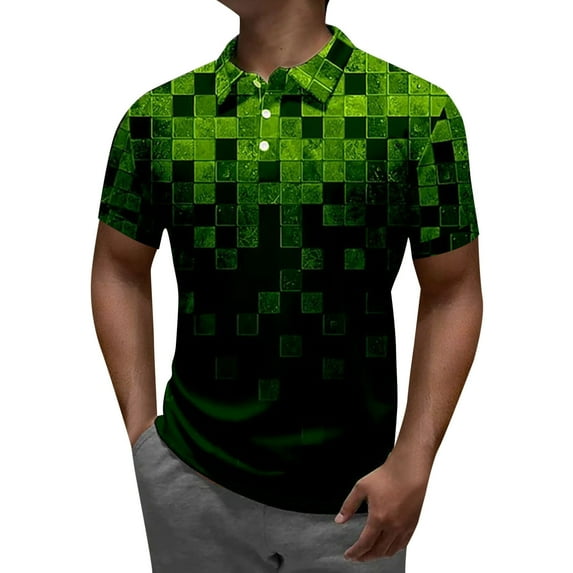 Gubotare Golf Shirts for Men Print Moisture Wicking Performance Short Sleeve Polo Shirt (Green,XL)