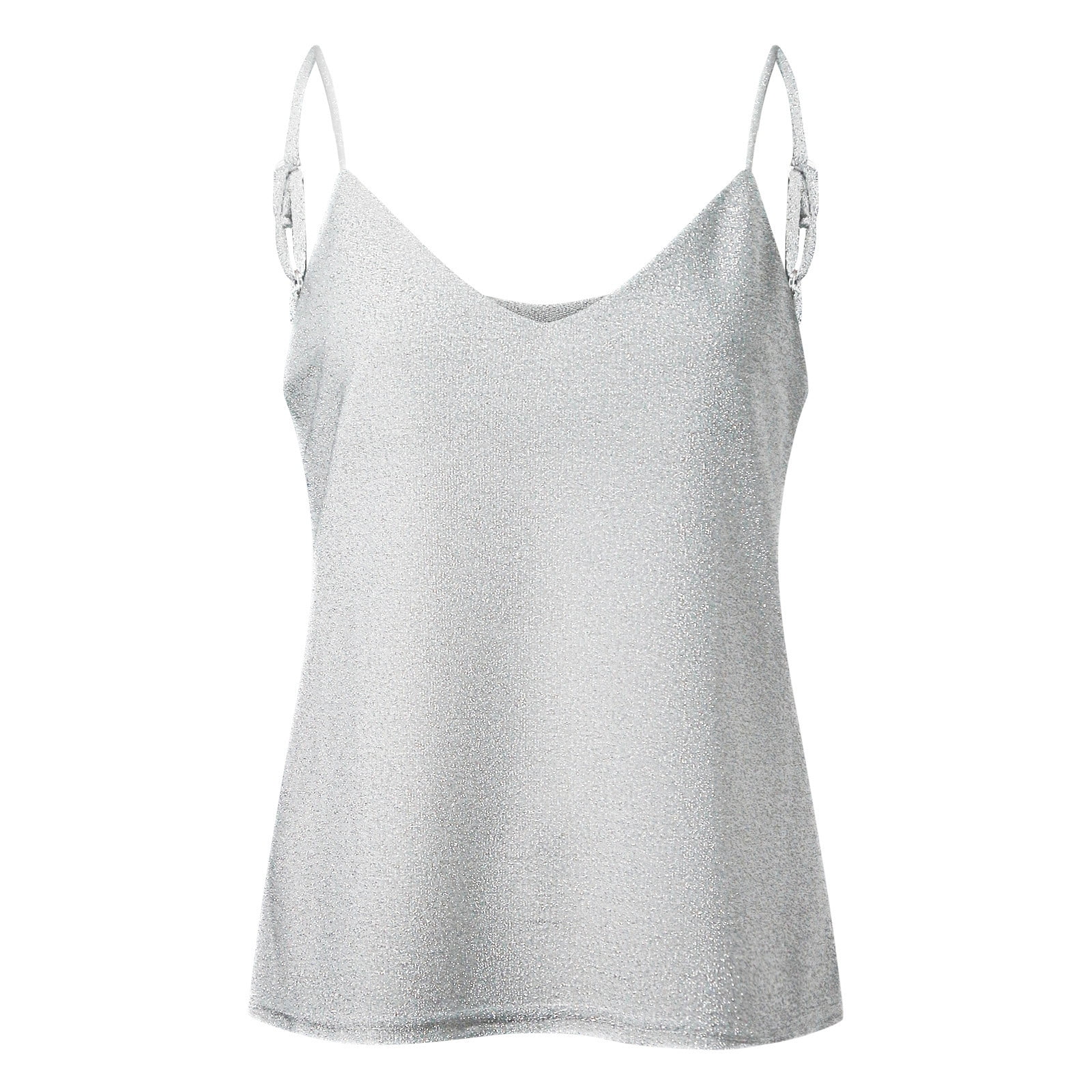 Gubotare Gym Tops For Women Women's Camisole with Built in Bra Flowy Tank  Top with Adjustable Straps Loose Fit Tunic Tops,Silver M 