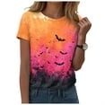 thumbnail image 1 of Gubotare Halloween Button Up Shirt Women Shirt Pumpkin Graphic Tshirt Blouses Womens Graphic Tees (Hot Pink,M), 1 of 5
