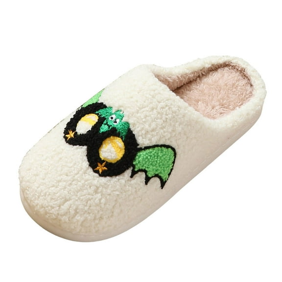 Gubotare Halloween House Shoes Warm Knit House Slippers for Women Comfy Fleece Lined Winter Slippers with Memory Foam and Indoor Outdoor Soles Size 6.5 (F,6.5)