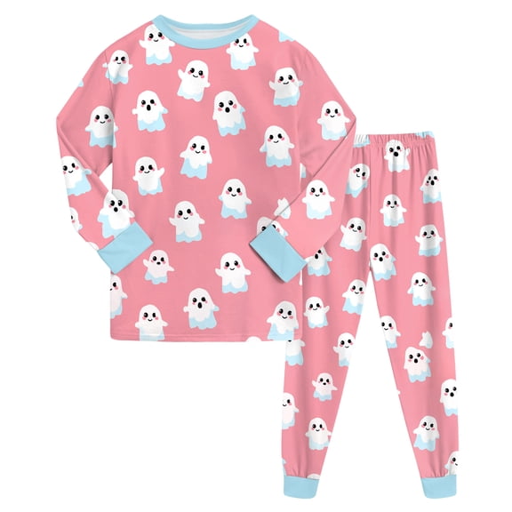 Gubotare Halloween Pajamas Kids Toddler Kids Toddler Girls Boys Soft Comfy Raglan Sleepwear Pajamas Pjs 2pcs Set Size 8-9 (Pink,8-9 Years)