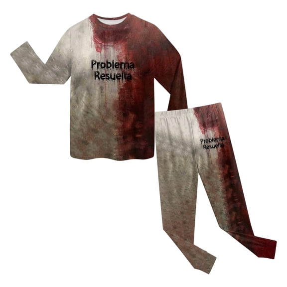 Gubotare Halloween Pjs Kids Matching Pajama Sets Long Sleeve Pattern Print Design Soft Comfy Sleepwear 2 Piece PJS Size 7-8 (Coffee,7-8 Years)