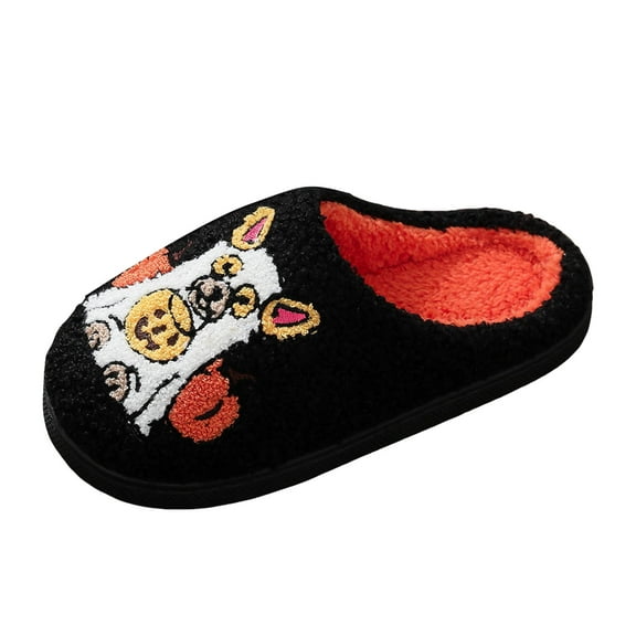 Gubotare Halloween Slippers Womens Memory Foam Slippers with Cozy Fluff Plush Ladies Bedroom Comfy House WinterTrendy Slippers Comfortable Indoor Outdoor Rubber Sole Footwear Size 6 (B,6)