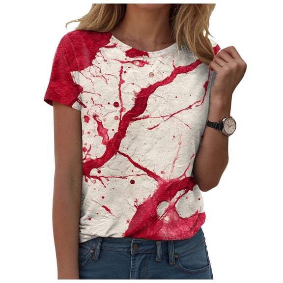 Gubotare Halloween T Shirt Women Funny Graphic Print Fall Short Sleeve Tee Tops Halloween Womens Tops (White,XXL)