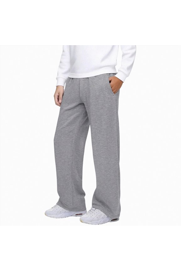 Harem Pants Kids Boys Cargo Pants, Casual Open Bottom Relaxed Fit Drawstring Pants Size 11-12 (Grey,11-12 Years)