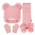 thumbnail image 1 of Gubotare Hats and Gloves for Boys 3 Pcs Kids Winter Hat Gloves Scarf Set, Warm Soft Pom-Pom Beanie with Earmuffs for Boys Girls Toddlers (Light Pink,One Size), 1 of 3