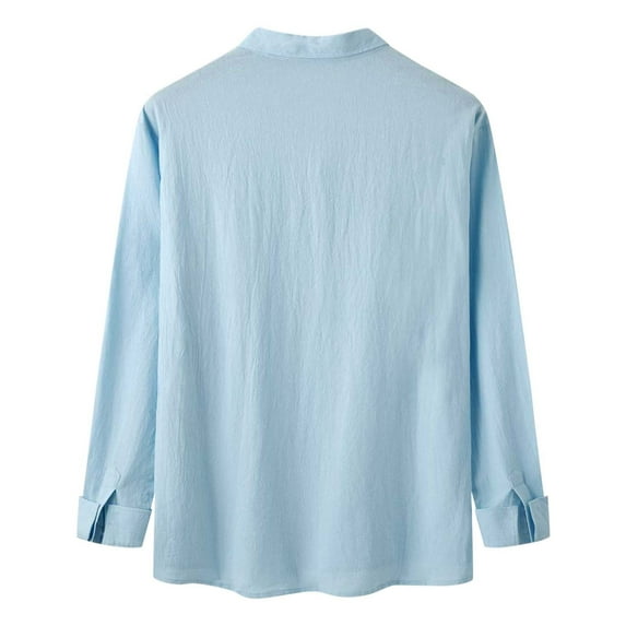 Gubotare Hawaiian Shirt Men's Slim-Fit Long-Sleeve Plaid Poplin Shirt,Light Blue M