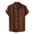 thumbnail image 1 of Gubotare Hawaiian Shirt Mens Short Sleeve Western Shirts with Pearl Snap Button Up Casual Regular Fit Plaid Shirts,Brown L, 1 of 5