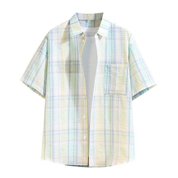 Gubotare Hawaiian Shirt for Men Funny Men's Linen Shirts Short Sleeve Button Up Shirts Beach Hawaiian (Green,M)