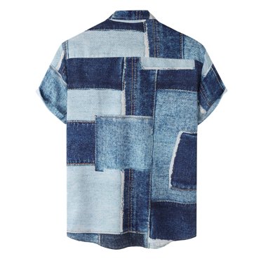 Gubotare Hawaiian Shirts Button Down Short Sleeve Beach Shirts Summer Casual Aloha Shirts (Blue,M)