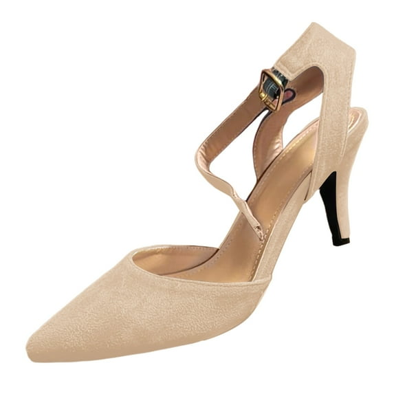 Gubotare High Heels for Women Heels for Women Stiletto Closed Pointed Toe Backless Dress Shoes High Heels Pumps Wedding Guest Party Dance Prom Dressy (Beige,11)