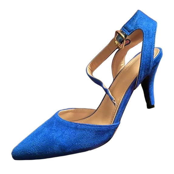 Gubotare High Heels for Women Heels for Women Stiletto Closed Pointed Toe Backless Dress Shoes High Heels Pumps Wedding Guest Party Dance Prom Dressy (Blue,10)