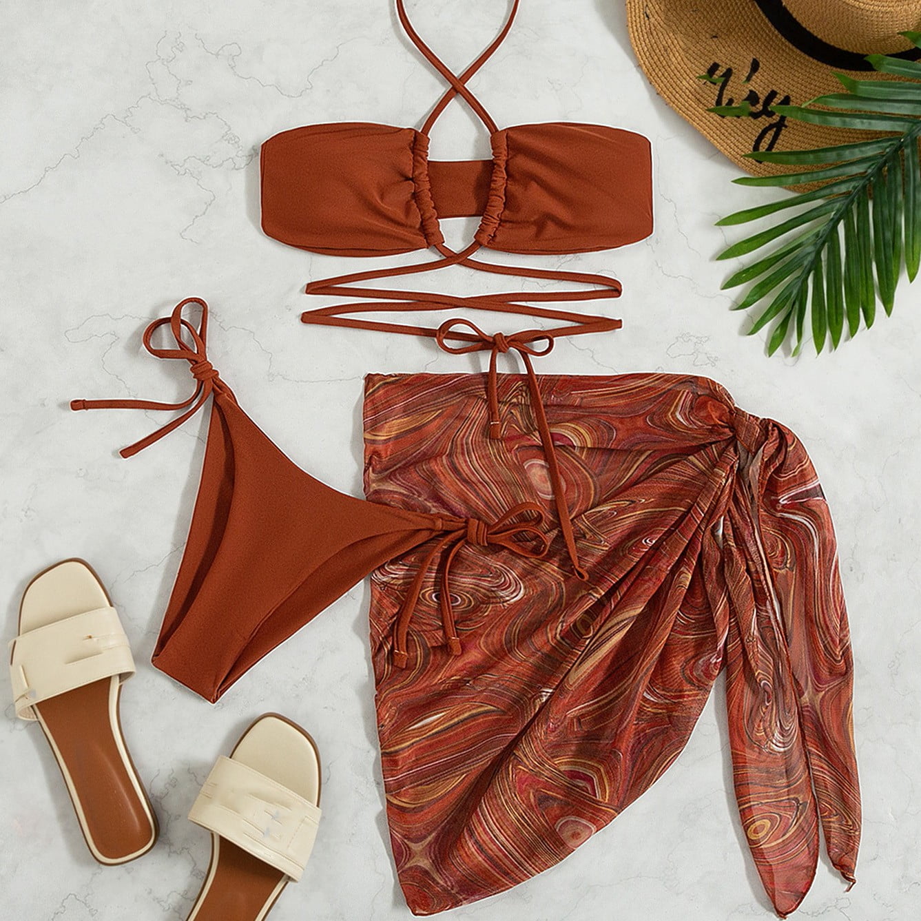 Gubotare High Waisted Bikini Women Sparkle Glitter Swimwear Sequin