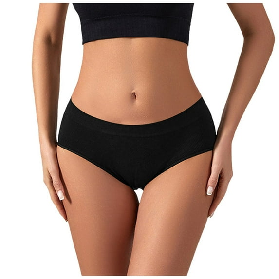 Gubotare High Waisted Seamless Underwear for Women No Show Panties Cheeky Scalloped Edge Bikini Breathable Briefs Thongs for Women (Black,XL)