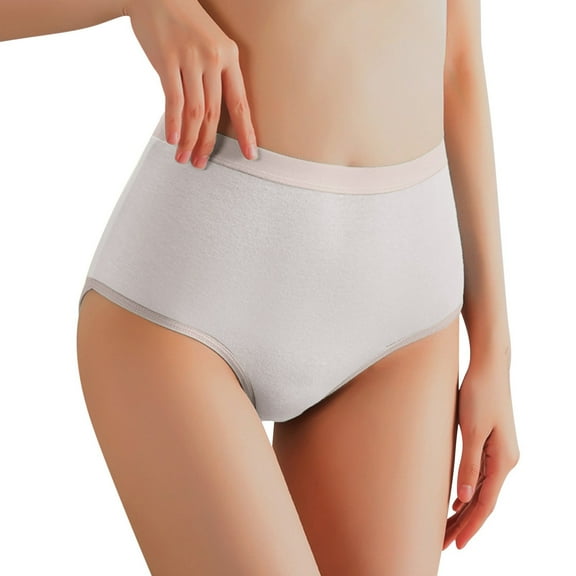 Gubotare High Waisted Underwear for Women Cotton Plus Size Full Coverage Panties Ladies Briefs Womens Seamless Underwear (Grey,M)