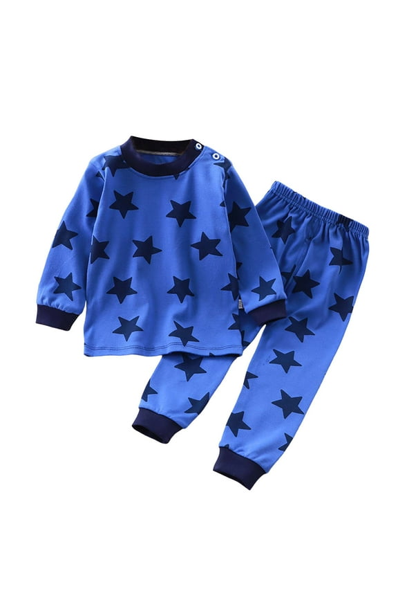 Holiday Pajamas for Kids Toddler Kids Boys Girls Cotton Sung Fit Sleepwear Pajamas 2pcs Pjs Set Size 3 6 Months (Blue,3-6 Months)