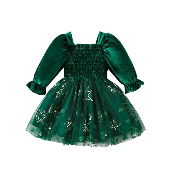 Gubotare Holiday Party Dress Girls Dress Ruffle Tulle Cute Summer Party Princess Sundress 2T 3T (Green,2-3 Years)