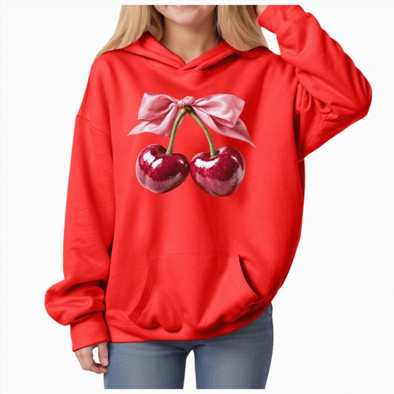 Gubotare Hoodie for Teen Girls Trendy Cute Hoodies for Teen Girls Printed Hoodie Print Hooded Sweatshirt Pullover Size 7-8 (Red,7-8 Years)